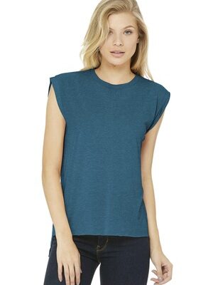 DISCONTINUED  BELLA+CANVAS  ®  Women's Flowy Muscle Tee With Rolled Cuffs. BC8804
