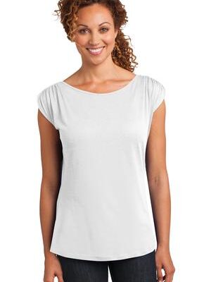 DISCONTINUED  District Made ®  Ladies Modal Blend Gathered Shoulder Tee. DM483