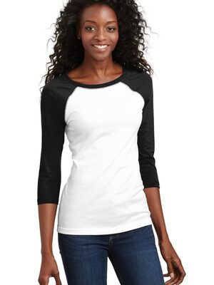 DISCONTINUED  District ®  - Juniors 50/50 3/4-Sleeve Raglan Tee. DT228