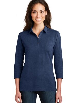 DISCONTINUED  Port Authority ®  Ladies 3/4-Sleeve Meridian Cotton Blend Polo. L578
