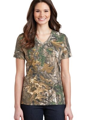 DISCONTINUED  Russell Outdoors   Realtree ®  Ladies 100% Cotton V-Neck T-Shirt. LRO54V