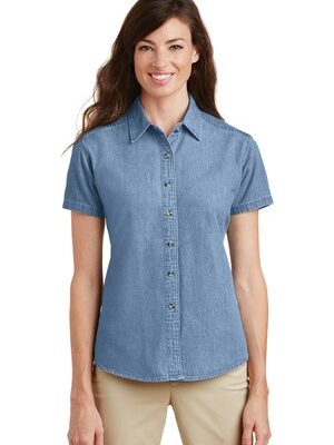 Port & Co   Women's Short Sleeve Value Denim Shirt.  LSP11