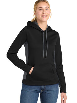 DISCONTINUED  Sport-Tek ®  Women's Sport-Wick ®  Fleece Colorblock Hooded Pullover. LST235