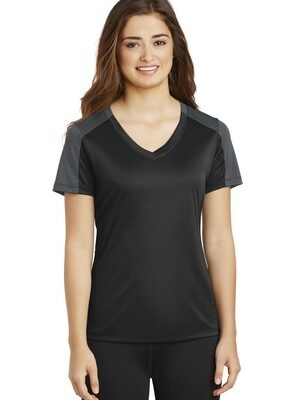 DISCONTINUED  Sport-Tek ®  Ladies PosiCharge ®  Competitor   Sleeve-Blocked V-Neck Tee. LST354