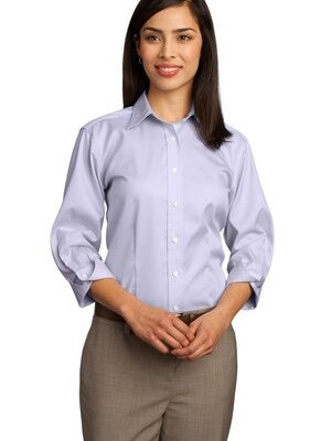 DISCONTINUED  Red House ®  - Ladies 3/4-Sleeve Dobby Non-Iron Button-Down Shirt. RH61