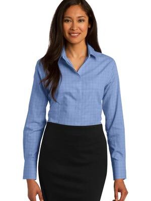 DISCONTINUED  Red House ®  Ladies Windowpane Plaid Non-Iron Shirt. RH71